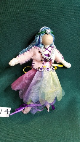 Fairy Doll & Accessories - 26 Piece Set - Purple Hair - Removable Clothes - Dollhouse - 6'' Tall - Handmade