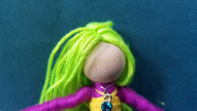 Fairy Doll & Accessories - 11 Piece Set -  Green Hair - Pink Lace Skirt -  6'' Tall - Handmade