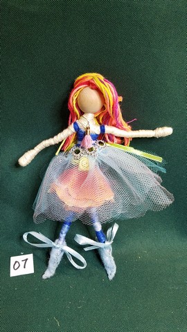 Fairy Doll & Accessories - 11 Piece Set -  Orange Hair - Orange Petal Skirt -  6'' Tall - Handmade