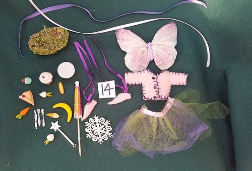 Fairy Doll & Accessories - 26 Piece Set - Purple Hair - Removable Clothes - Dollhouse - 6'' Tall - Handmade