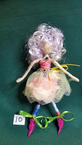 Fairy Doll & Accessories -11 Piece Set -  Pink Hair - Pink Petal Skirt -  6'' Tall - Handmade