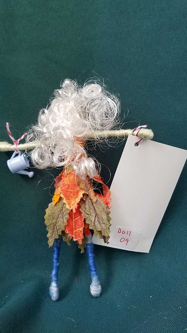 Fairy Doll & Accessories - 11 Piece Set -  White Hair - Orange Leaf Skirt -  6'' Tall - Handmade