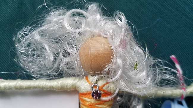 Fairy Doll & Accessories - 11 Piece Set -  White Hair - Orange Leaf Skirt -  6'' Tall - Handmade