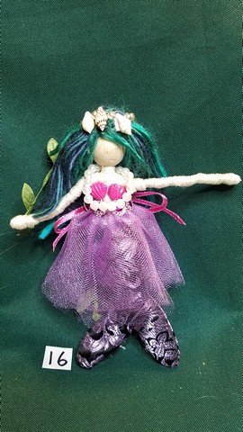 Mermaid Doll  and Accessories - 17 Piece Set -  Purple Hair - Sparkly Purple Tail -  6'' Tall - Handmade