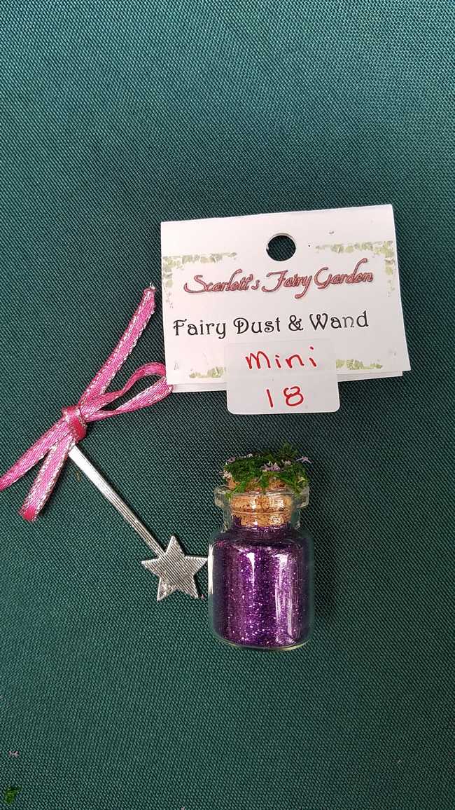 Miniature Fairy Dust - Purple Glitter - Glass Bottle - Tiny Silver Star Wand - Dollhouse - Fairy - 2