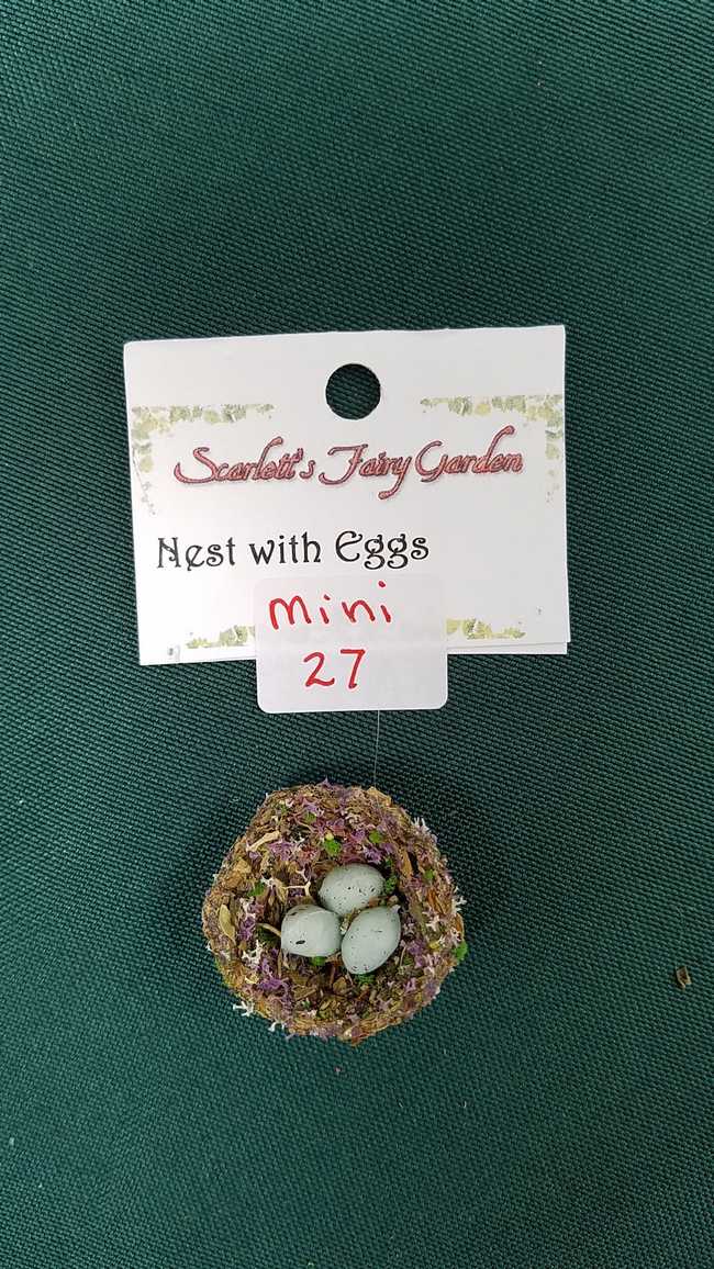 Miniature Bird Nest - Three Tiny Blue Eggs - Dried Flowers - Dollhouse - Fairy - Fairy Garden - 1 - Hand Made