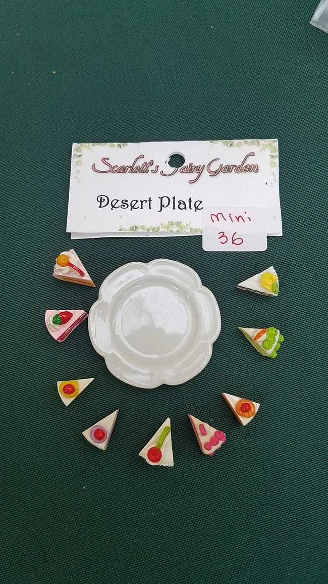 Miniature Food - Assortment - Dessert Plate -  Cake Slices -  Dollhouse - Fairy - Barbie - 10 piece set