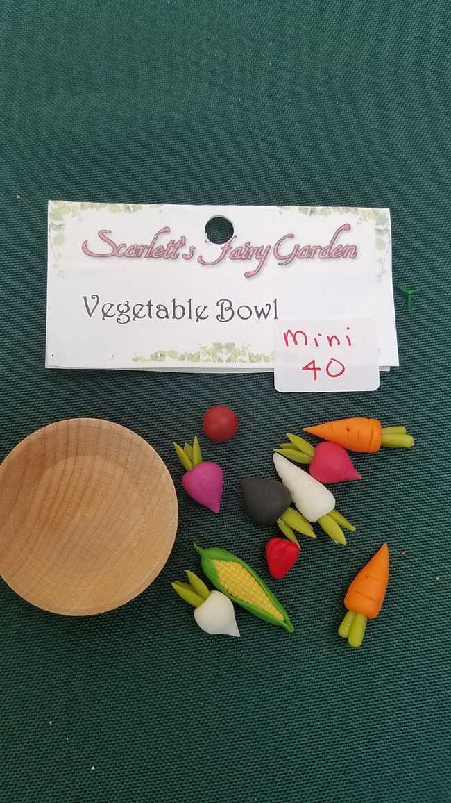 Miniature Wooden Bowl - Vegetables - Carrots - Corn - Tomato - Dollhouse - Fairy - Barbie - 11 piece set