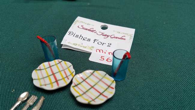 Miniature Plaid Plates - Drinking Straws - Cups - Knives - Forks - Spoons - Dollhouse - Fairy - Barbie - 12 piece set