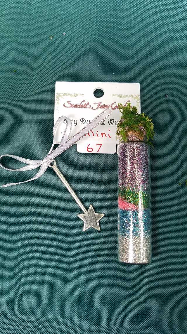 Miniature Fairy Dust - Multi Colored Glitter - Glass Bottle - Silver Star Wand - Dollhouse - Fairy - 3 - Hand Made