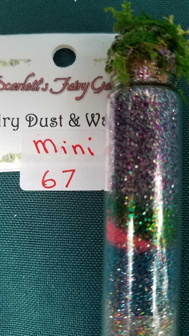 Miniature Fairy Dust - Multi Colored Glitter - Glass Bottle - Silver Star Wand - Dollhouse - Fairy - 3'' - Hand Made