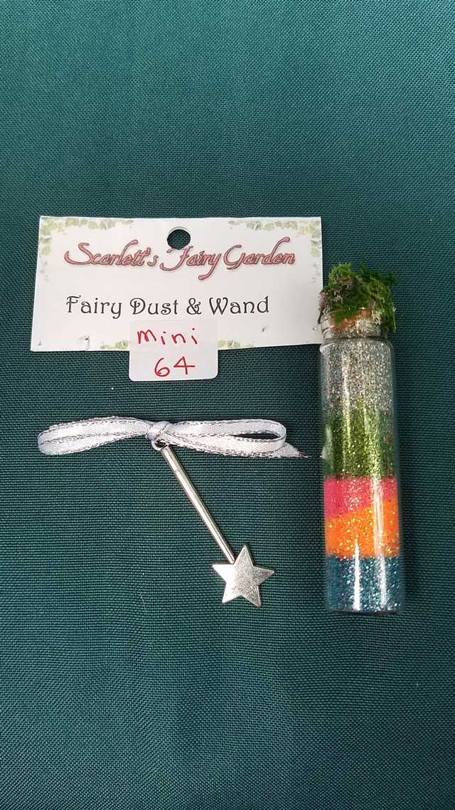 Miniature Fairy Dust - Multi Colored Glitter - Glass Bottle - Silver Star Wand - Dollhouse - Fairy - 3'' - Hand Made