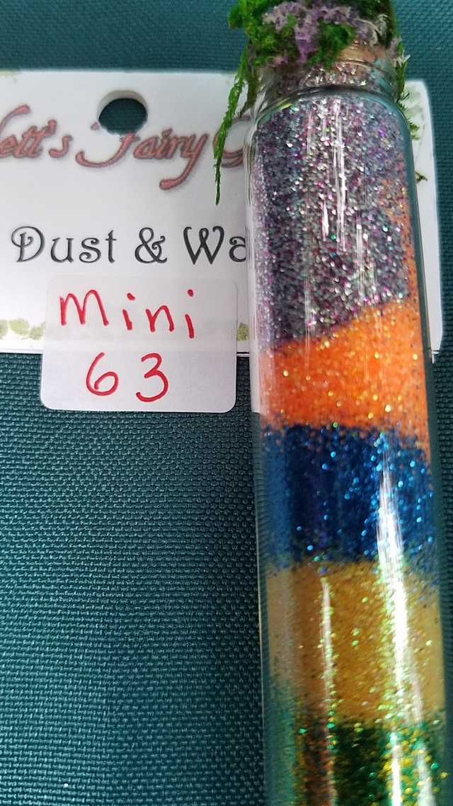 Miniature Fairy Dust - Multi Colored Glitter - Glass Bottle - Silver Star Wand - Dollhouse - Fairy - 3'' - Hand Made