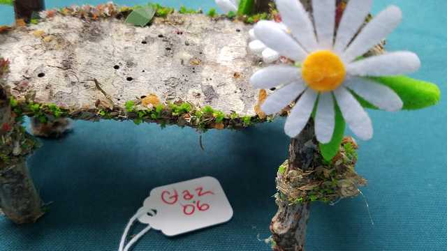 Twig Gazebo with White Daisies - 7'' Tall - Fairy - Fairy Garden - Doll House - Hand Made