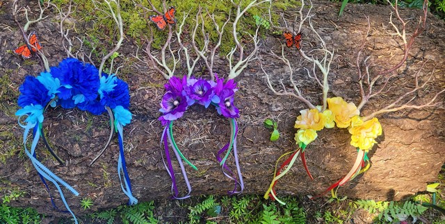 Twig Hairbands with Flowers and Butterflies