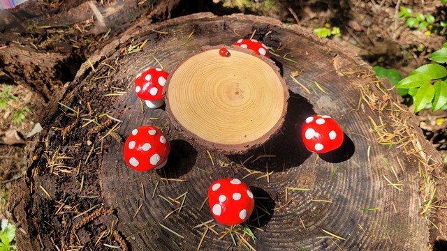 Miniature Mushroom Table and Stools