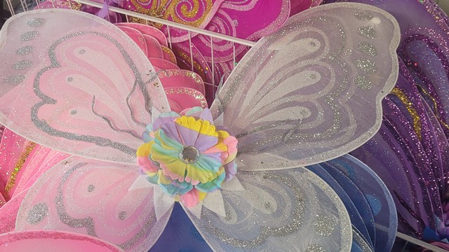 Colorful glittery Fairy Wings with flowers